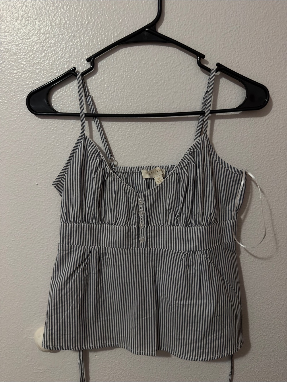 Striped Spaghetti Strap Tank Top - Blue/White